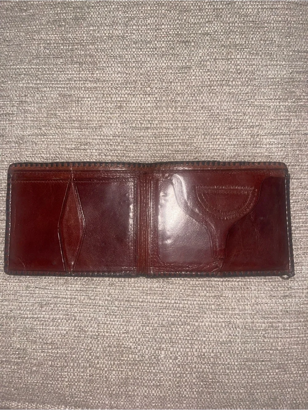 Vintage Tooled Leather Wallet with Native American Design Retro Rustic Farm